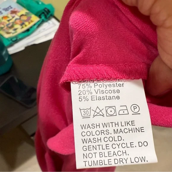 Vibrant Pink Striped Tee with Brown Pocket - Picture 9 of 10